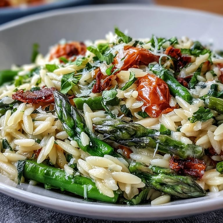 Delicious Spring Orzo Primavera loaded with tender vegetables and bright lemon zest.