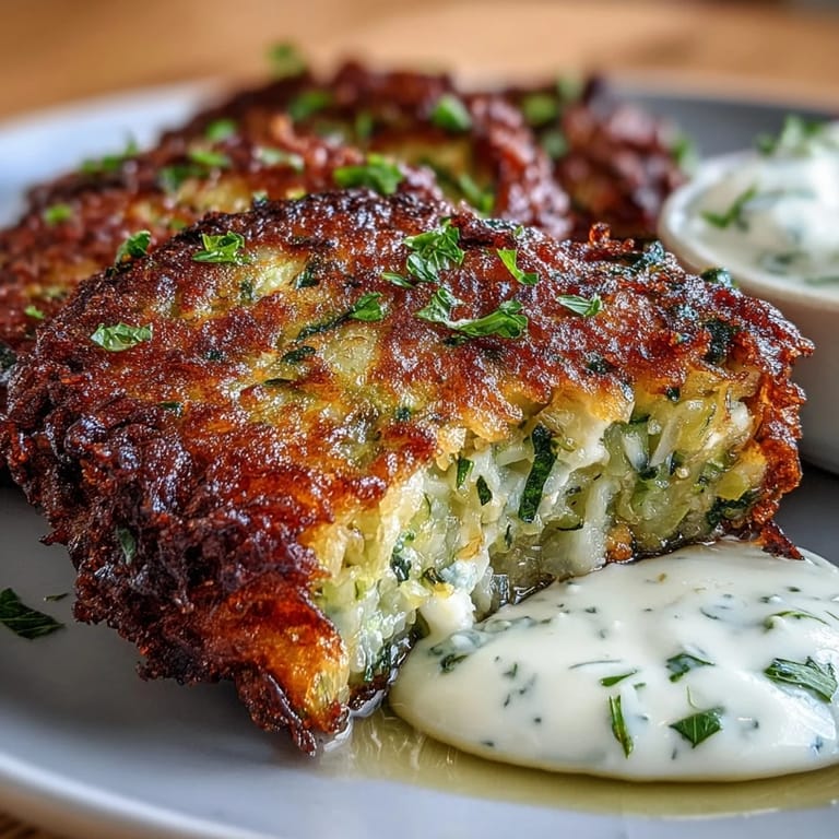 Zucchini fritters with feta, perfectly golden and crisped, ready for dipping.