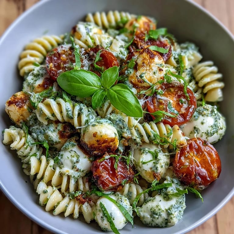 Deliciously fresh Caprese Pasta Salad, perfect for a summer gathering.