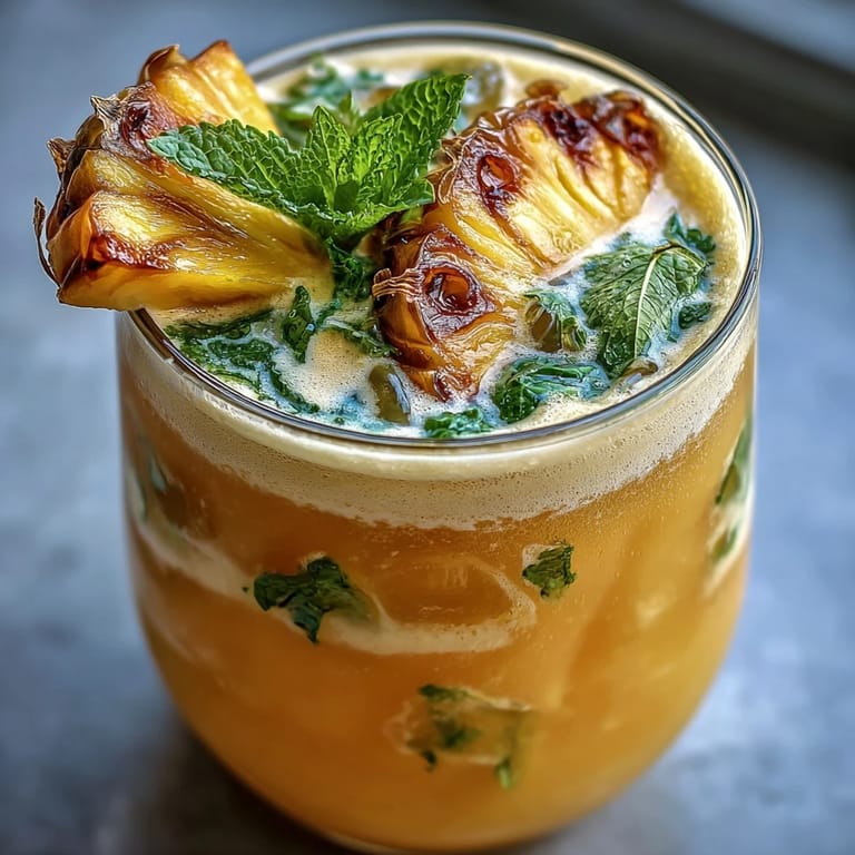Tropical Pineapple Coconut Agua Fresca with Lime, garnished with garnishes beautifully.