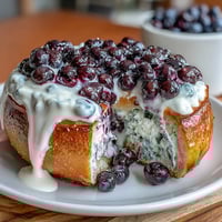 Blueberry Burst Protein Bagels topped with creamy Greek yogurt frosting for a healthy, protein-packed breakfast.  